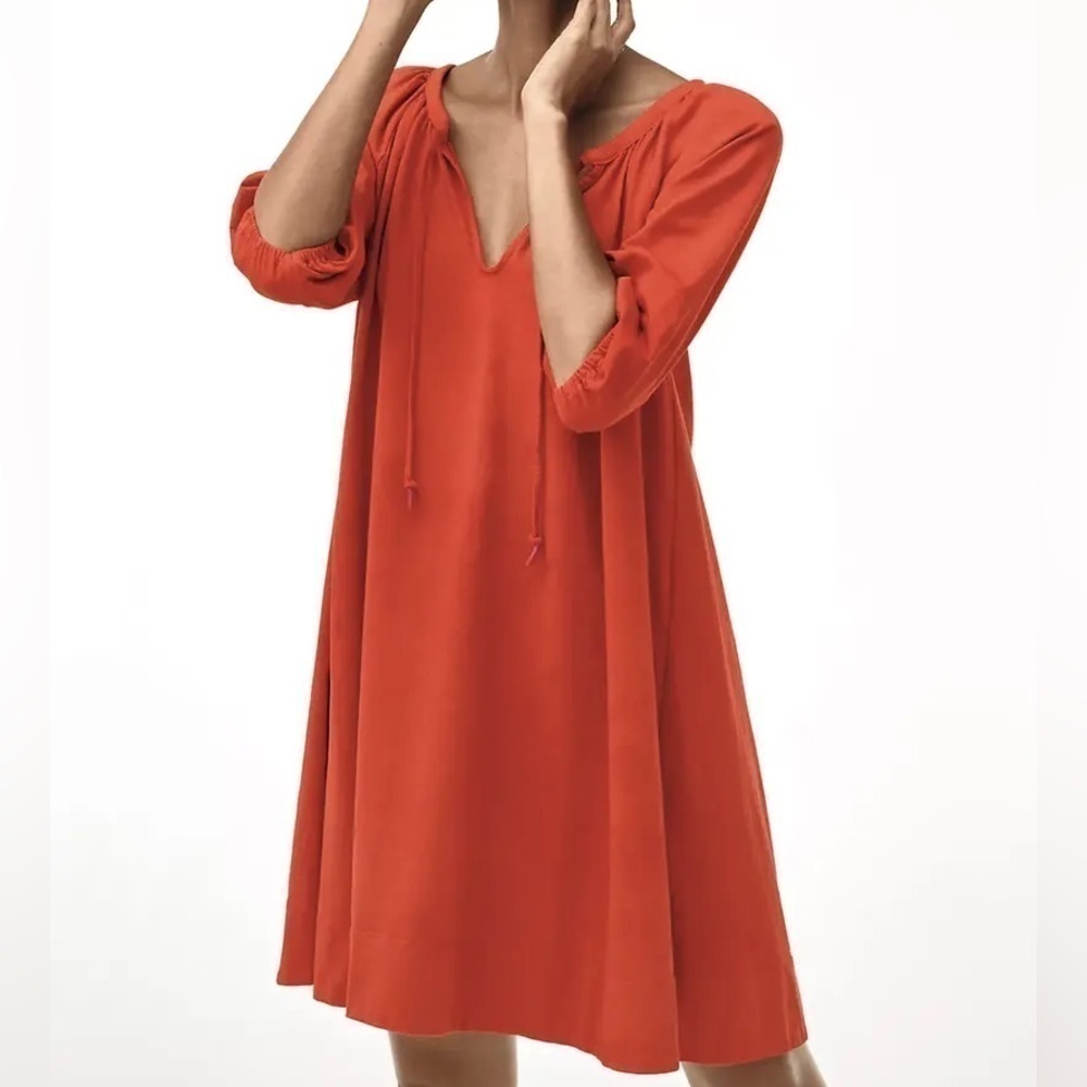 Anthropologie Anais Tunic Dress Persimmon Red-Orange - M - Picture 3 of 8